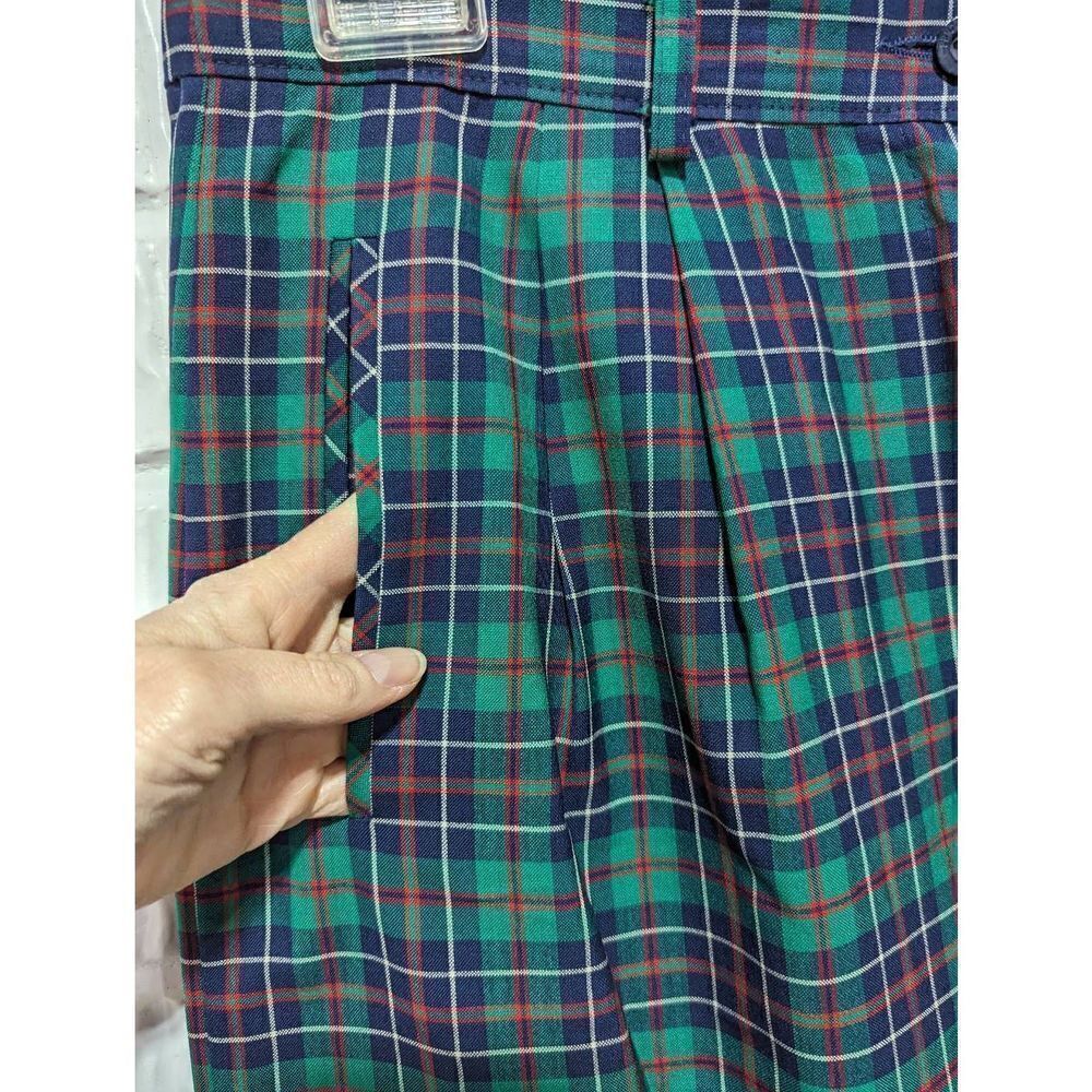 Pendleton Women's 16 Green Plaid Summer Weight Wool Pleated Skirt - Picture 4 of 5